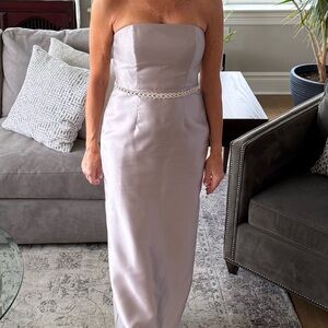 Elegant Strapless Gray Gown